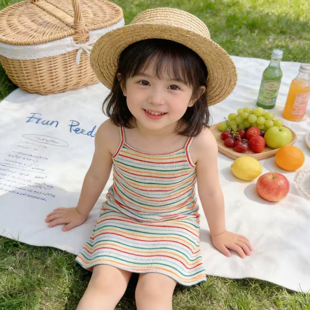 女童吊带背心连衣裙宝宝小女孩长裙子简约凉爽甜美夏季装凉快
