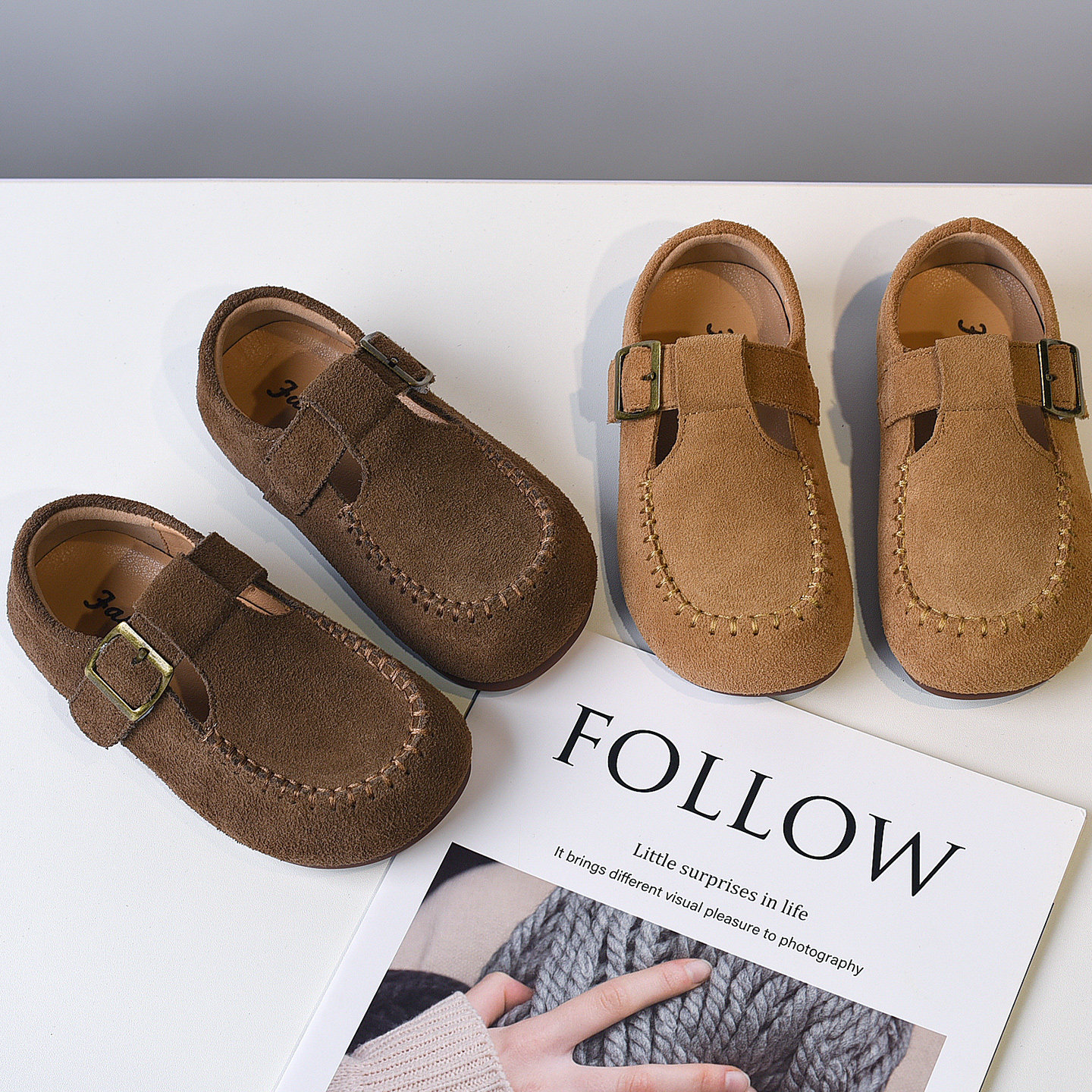 真皮软底女童勃肯鞋小女孩公主鞋