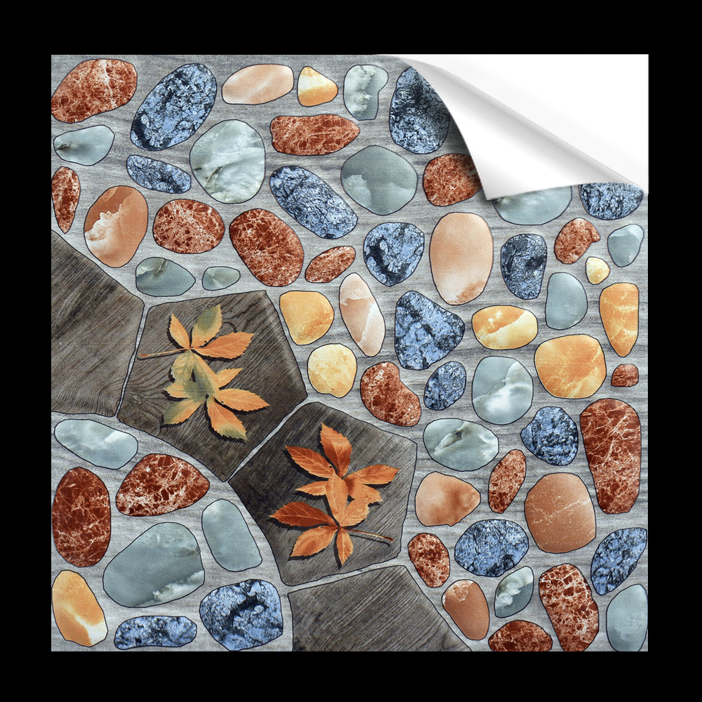 加厚自粘鹅卵石拼花地面贴纸防水耐磨厨房客厅阳台翻新防滑美式贴