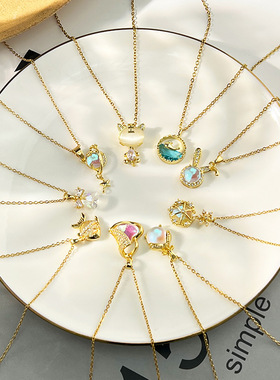 韩版轻奢风荧光系列钛钢项链女小众设计感气质锁骨链女不掉色饰品