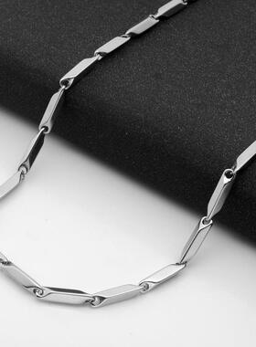 东菊2022年钛钢锁骨颈链简约百搭不掉色嘻哈基础款竹节项链男银色