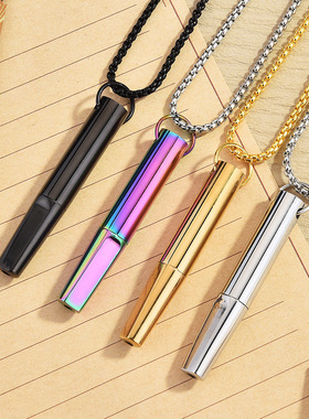 跨境新款可拆卸扁嘴冥想正念吊坠项链钛钢调节呼吸口味戒烟器项链