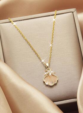 韩版轻奢贝壳海星钛钢项链女ins风小众感微镶锆石百搭锁骨链