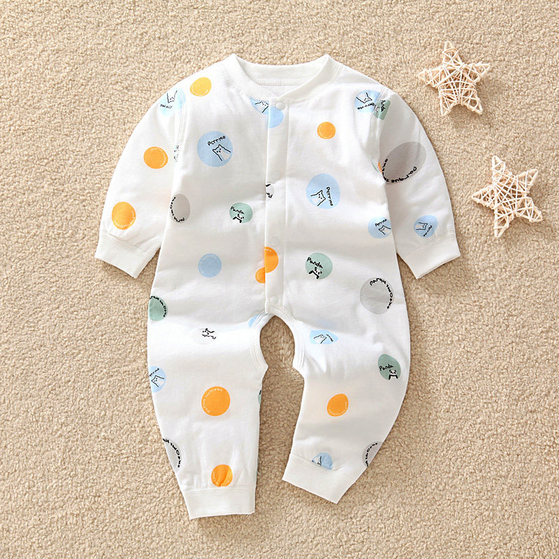 婴儿保暖哈衣宝宝夹棉连身衣新生儿连体开档爬服无骨秋冬薄棉衣服