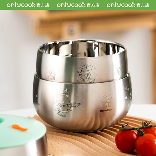 onlycook可爱儿童碗316不锈钢碗