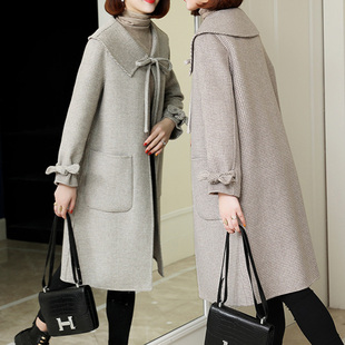 清仓高端双面羊绒大衣毛呢外套宽松直筒中长款100纯羊毛小格子