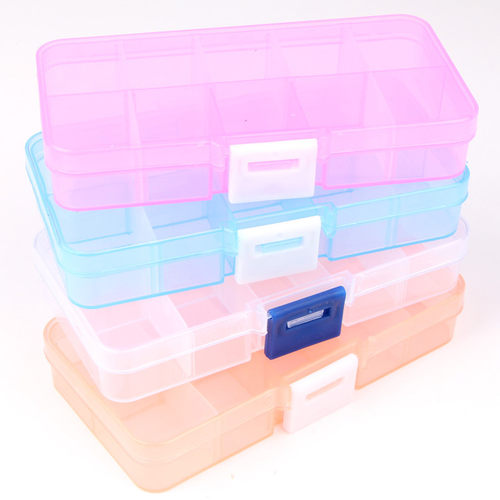 手作10格15格透明彩色首饰储物收纳盒五金配件工具盒饰品针线盒子