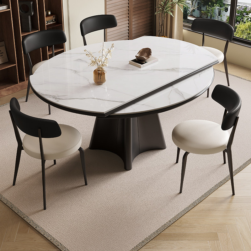 意式轻奢岩板餐桌家用小户型现代简约可伸缩折叠方圆两用吃饭桌子,住宅家具,岩板餐桌,淘宝优惠券,粉丝福利购,淘宝优惠卷