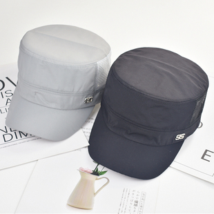 休闲中年户外透气网帽遮阳鸭舌帽 平顶帽男夏天速干短檐帽子薄款