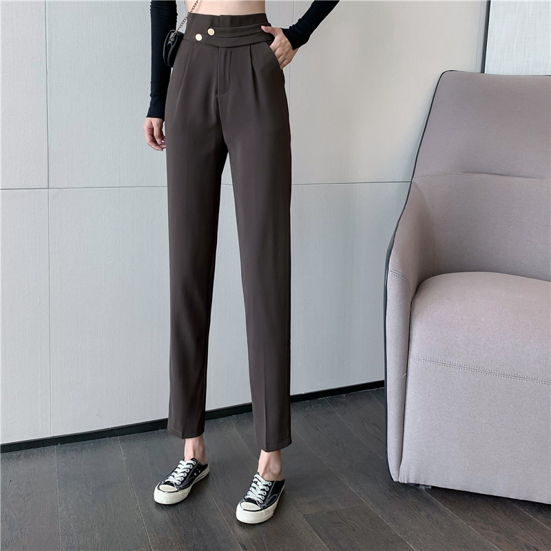 Korean version of new style trousers with diagonal buttons