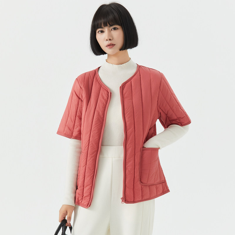 棉衣女短款轻薄中袖小棉袄秋冬保暖内穿棉服羽绒棉内胆打底妈妈装