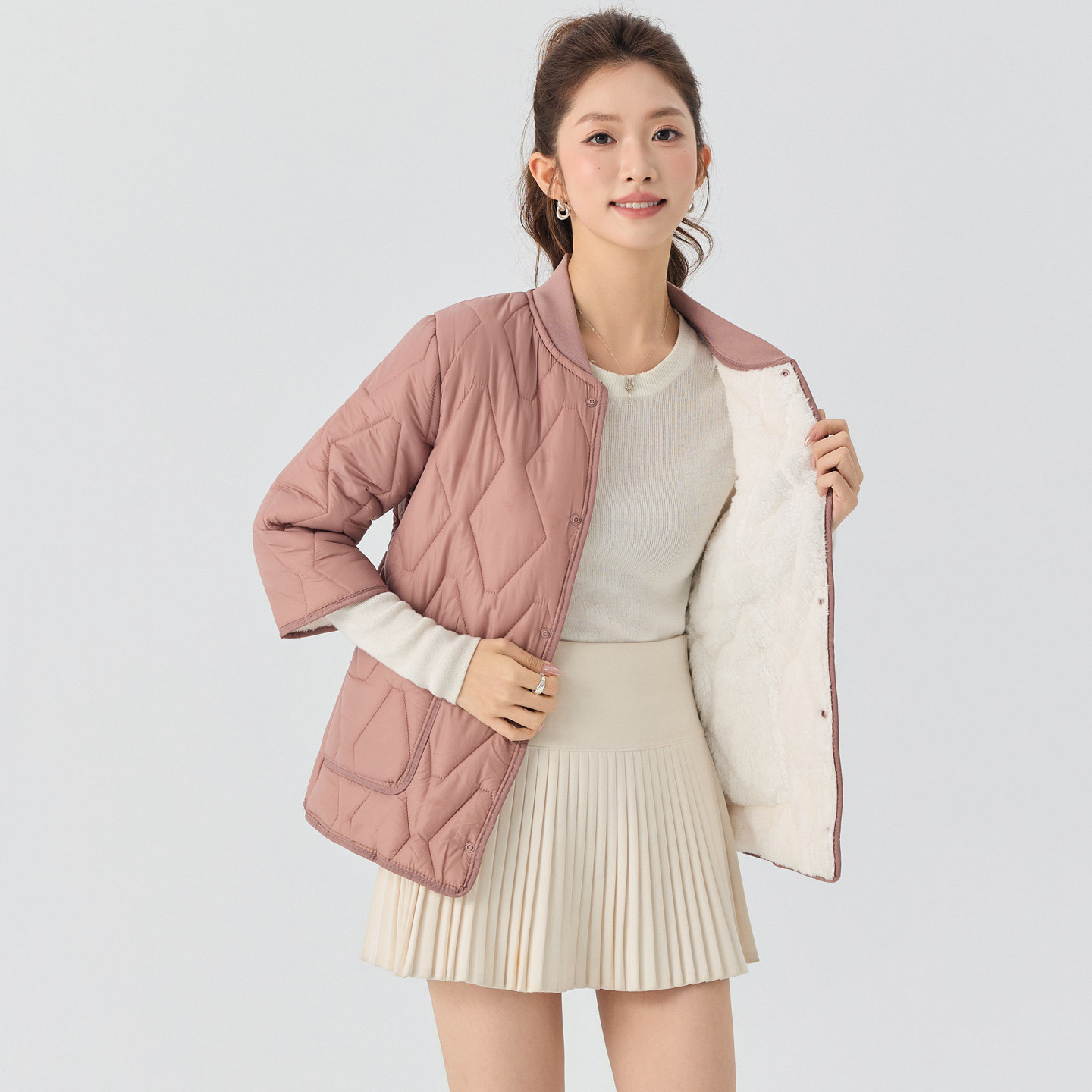 女士短款加绒加厚保暖小棉袄内穿