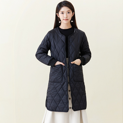 加绒长款棉衣衫宣时尚百搭修身款