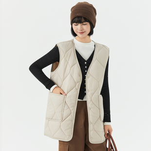羽绒棉马甲女轻薄中长款秋冬季羊毛打底内胆保暖背心内外穿小棉袄