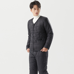 棉衣男短款棉裤两件套装加绒加厚保暖棉服打底内穿羽绒棉内胆裤子