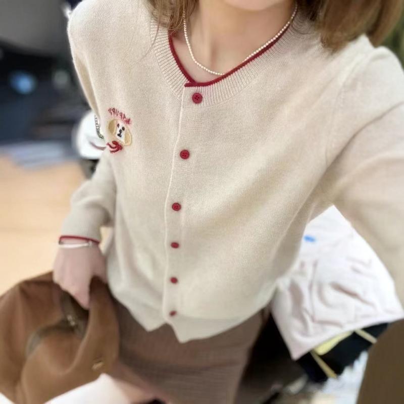 毛衣外套圆领羊绒衫女针织开衫