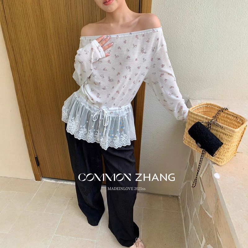 CZZHANG夏季韩版少女感减龄一字