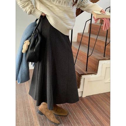 3th Morning 都市高智感 梨形身材高腰毛呢薄绒半身裙ZY3753