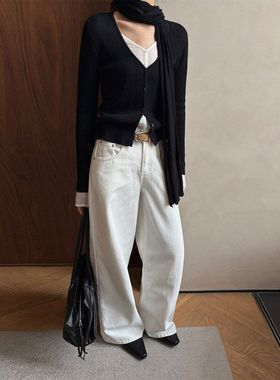 TG 早春通勤刚需 韩系净版高腰宽松直筒牛仔裤2026新款长裤26263