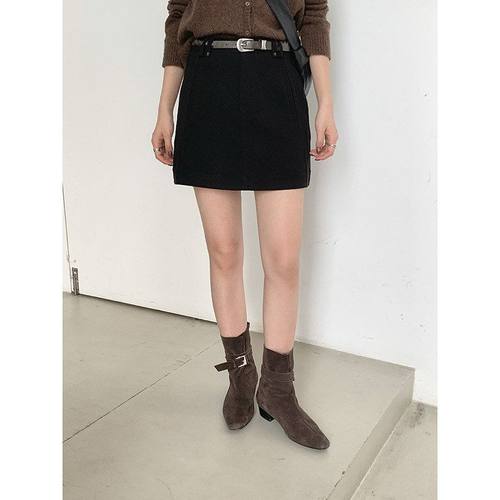 MMCDITION黑色半身裙短裙女秋季