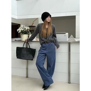 简约显瘦灯芯绒休闲裤 复合绒加厚直筒小脚裤 女十三行1529 冬季 ICC