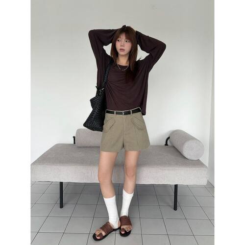 ICCIICC美式复古休闲工装短裤女