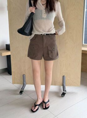 ICCIICC 夏季高腰大口袋工装短裤百搭小个子显高休闲短裤女2410