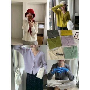 粗坑条V领开衫 款 色系超温柔百搭经典 保暖毛衣2285 MISS密思家