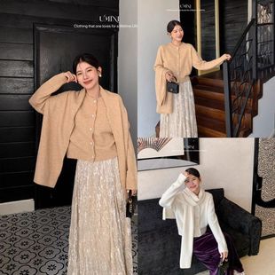 保暖毛衣配披肩女 韩系气质圆领8%羊毛长袖 MINI十三行D5600新品