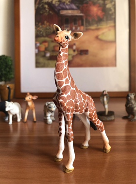正版德国思小长颈鹿14751野生动物模型儿童玩具认知绘本摆件