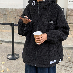 Trendy lamb Plush jacket, Korean versatile loose cotton padded jacket in winter