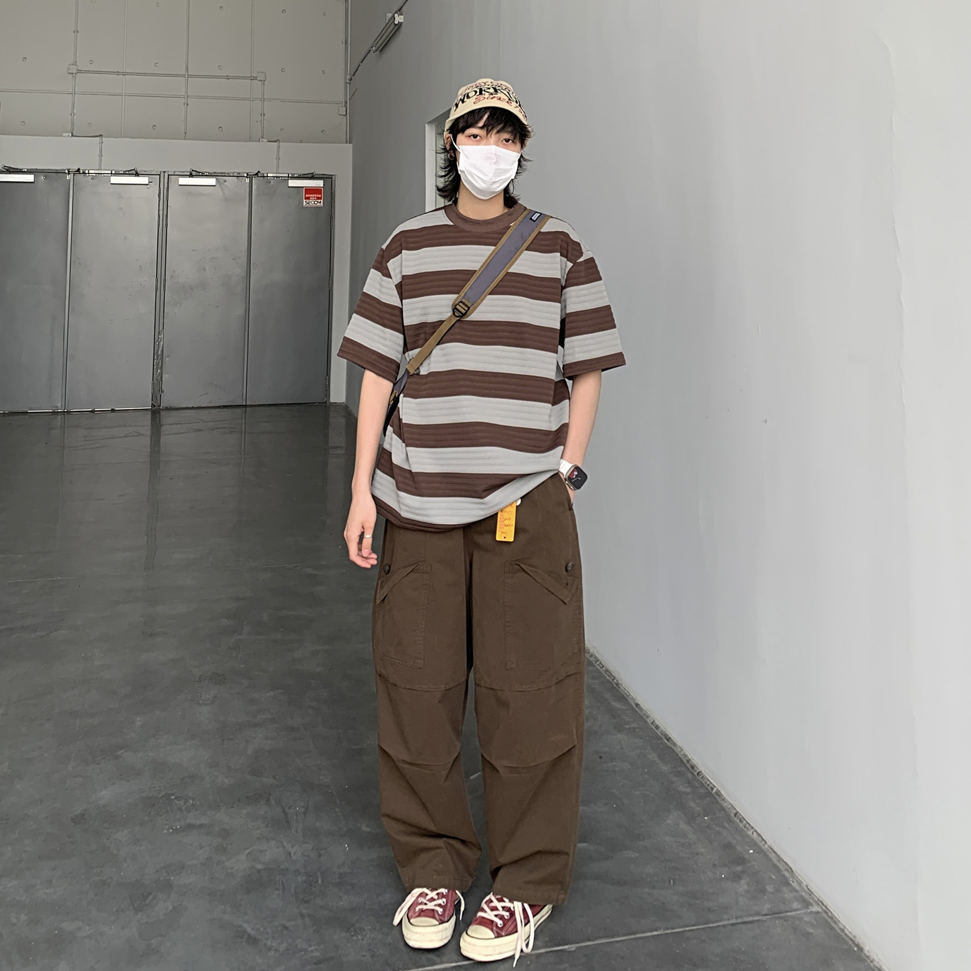 2024夏季新款潮牌条纹短袖T恤t1162p55,男装T恤,电商A138B