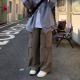日系复古春秋宽松口袋抽绳直筒阔腿休闲裤k7357p7865棉35锦，男装休闲裤，电商A138B