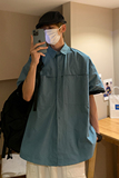 2023纯色工装男女短袖衬衣c3063p45控58，男装衬衫，电商A138B