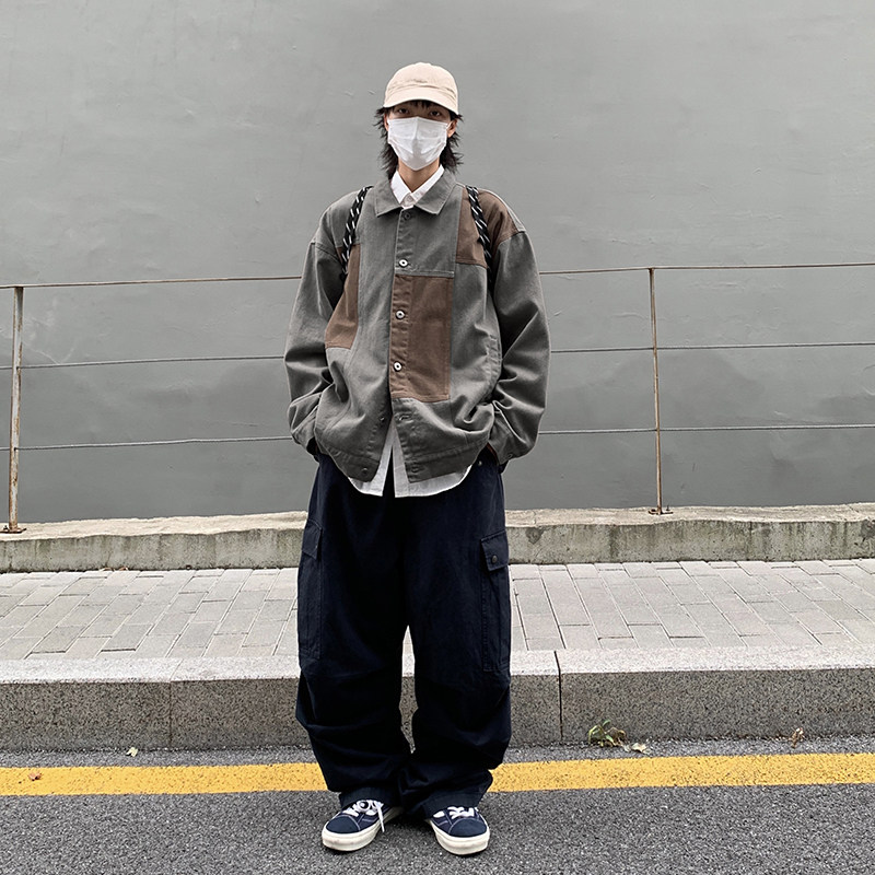 2024春潮牌拼接重工洗水夹克外套jk9231p128,男装夹克,电商A138B