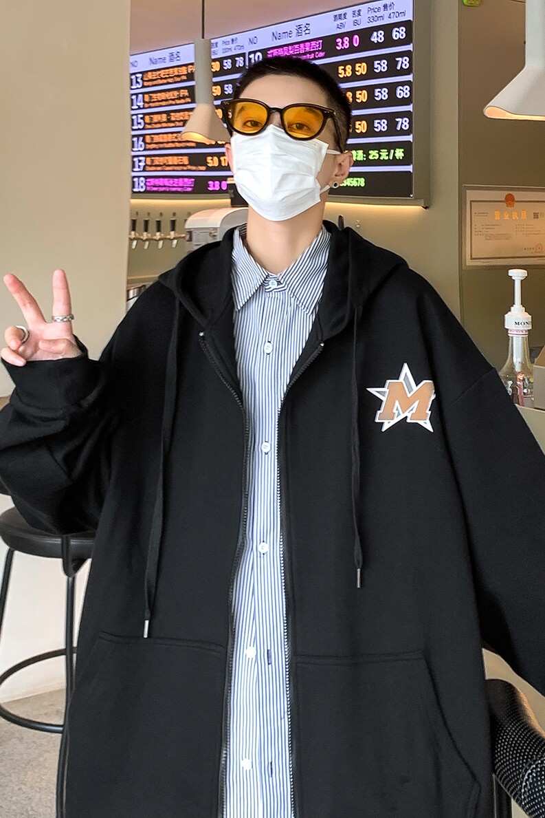 2023秋新款美式复古发泡印花开衫连帽卫衣W5059p78控98,男装卫衣,电商A138B