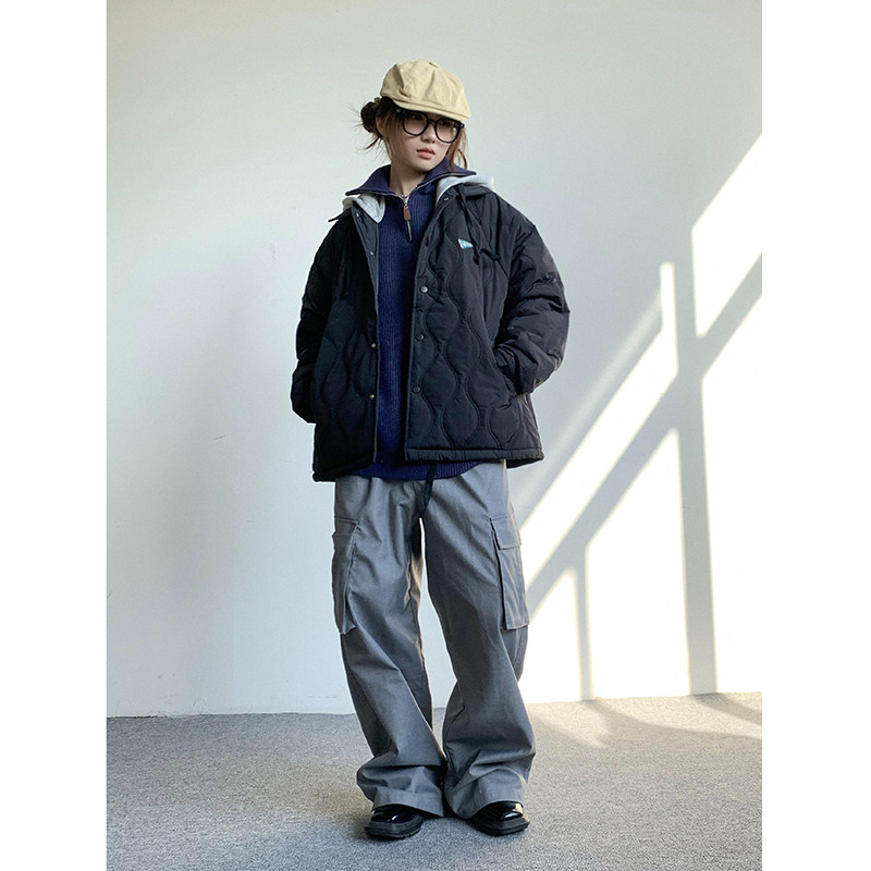 可拆卸假两件连帽短款棉衣my9268p138图片