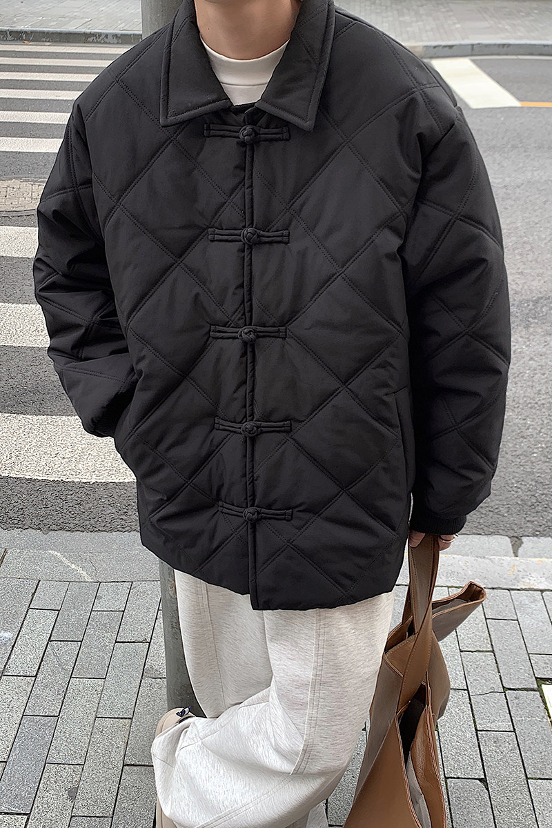 2024冬纯色菱格盘扣棉服棉衣MY9269P128100聚酯纤维,男装棉衣,电商A138B