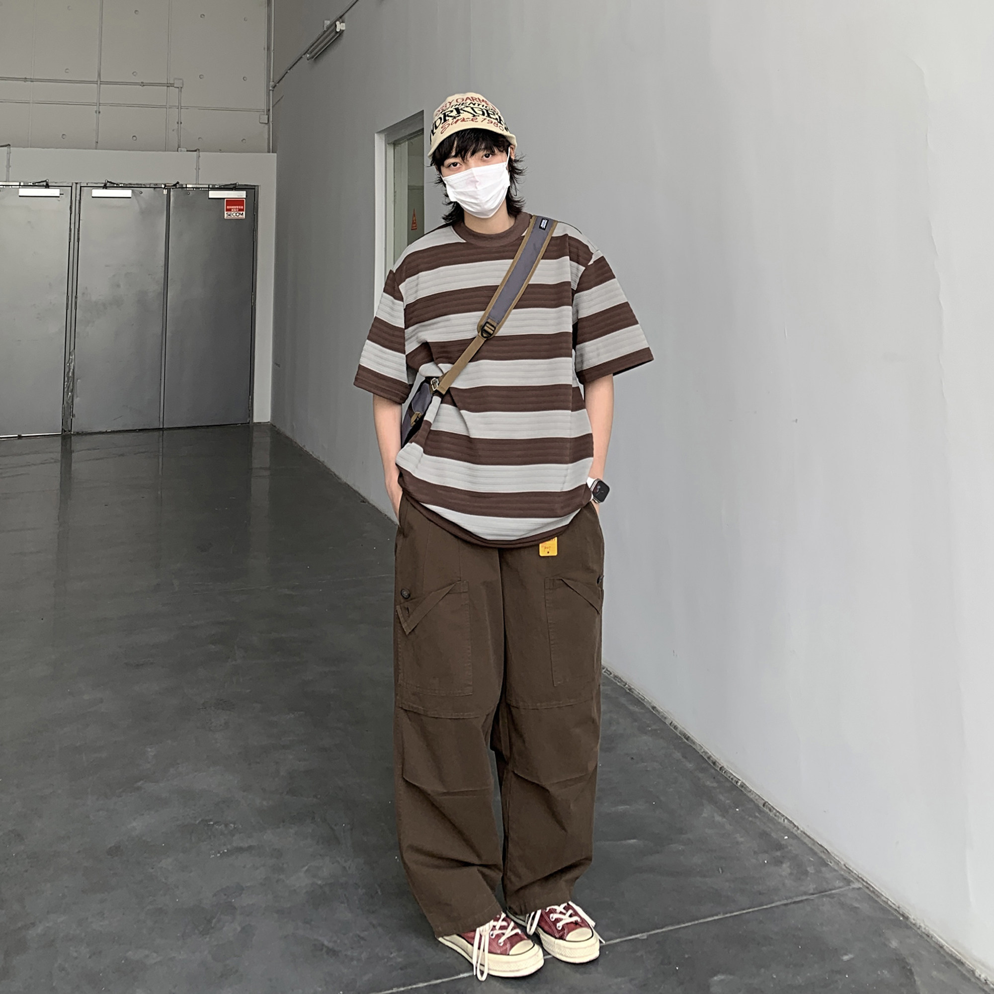 2024夏季新款潮牌条纹短袖T恤t1162p55,男装T恤,电商A138B