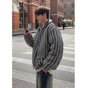 2024秋冬皮领翻领条纹棉衣棉服MY9256P125 100聚酯纤维图片