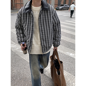 2024秋冬皮领翻领条纹棉衣棉服MY9256P125控168 100聚酯纤维图片