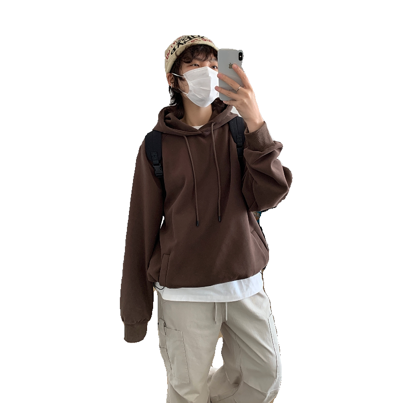 春秋新款韩版宽松慵懒风纯色连帽卫衣w5111p85,男装卫衣,电商A138B