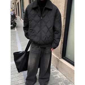2024冬羊羔毛菱格短款棉服棉衣MY9267P138 100聚酯纤维图片