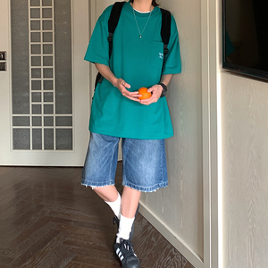 夏季宽松美式潮牌短袖圆领体恤t1133p38控49图片