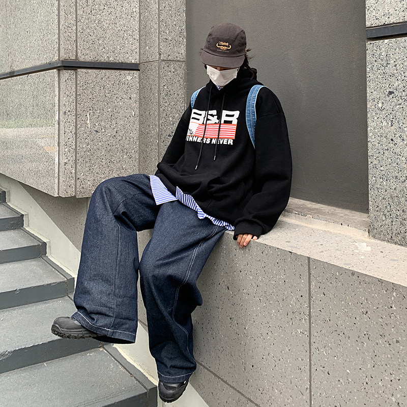 潮牌加绒宽松套头连帽情侣卫衣w5092特p68,男装卫衣,电商A138B