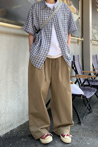 日系复古春秋宽松潮牌阔腿裤工装裤k7361p78 100棉图片