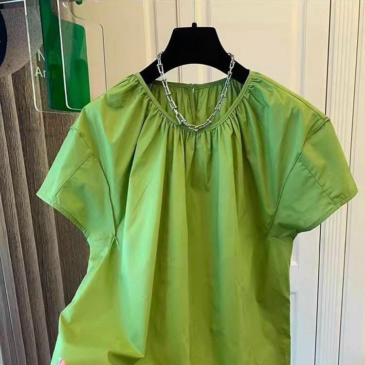 KARA批发丨欧货法式泡泡袖棉布套头短袖衬衫娃娃衫设计感小众别致