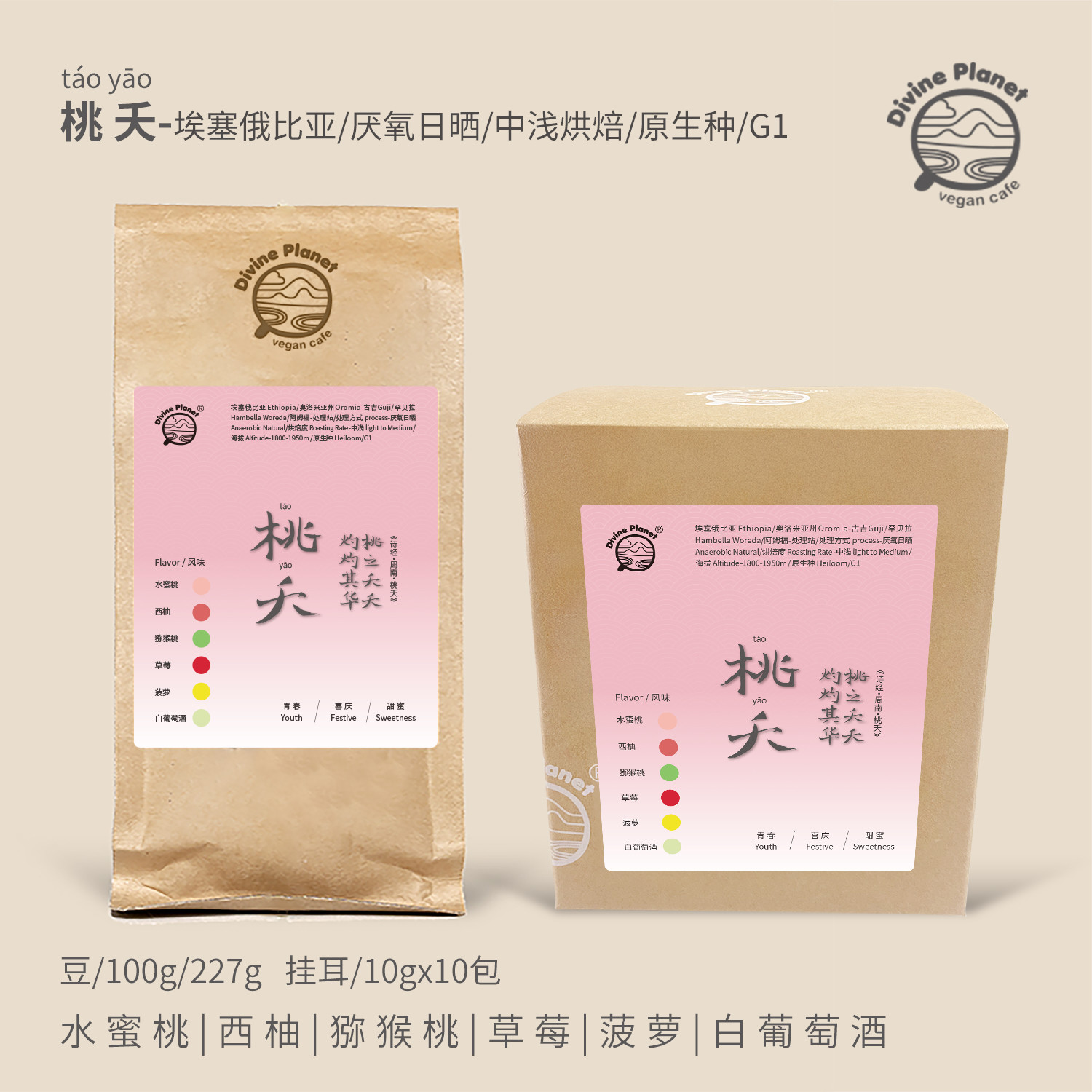 桃夭｜埃塞｜古吉中浅烘焙厌氧日晒手冲/意式SOE黑咖啡精品咖啡