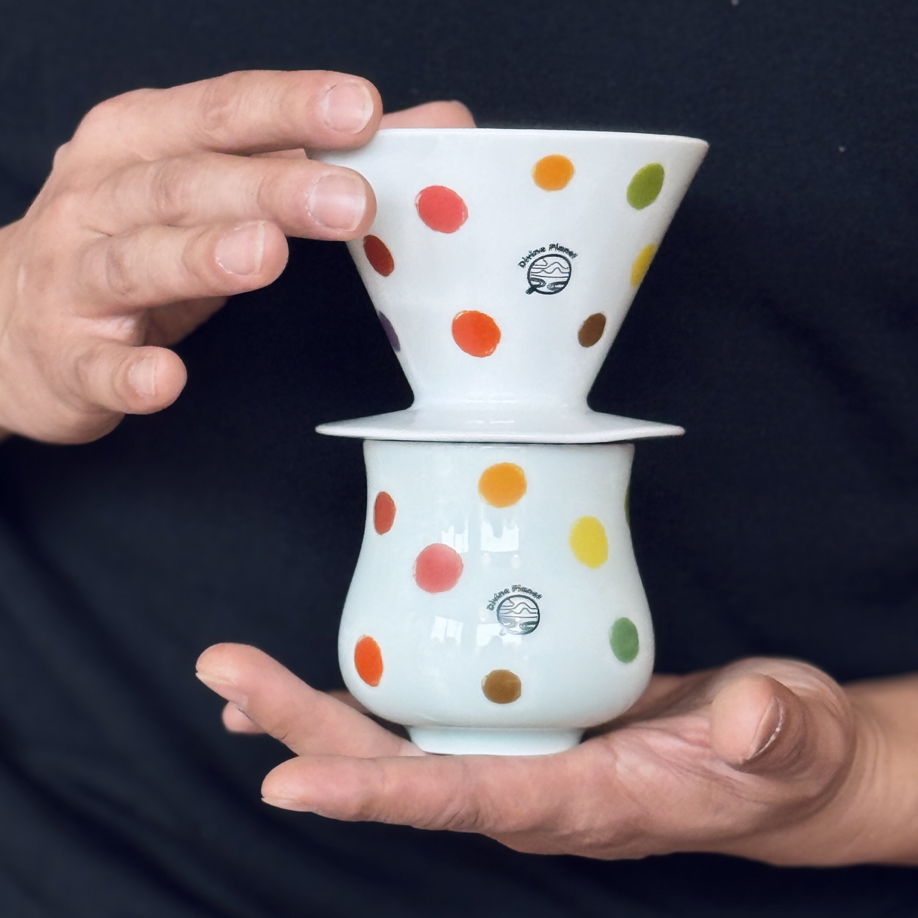 纯手工 非量产 高温釉1300度｜ 中国传统色 波点V60滤杯 波点簋杯