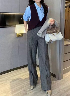 纤依百秀 【龙】秋冬羊毛直筒休闲长裤 0276